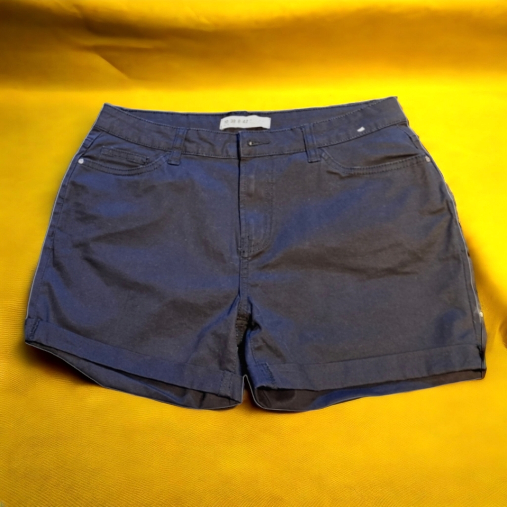 NEW UNWORN womens chinos type smart shorts navy blue UK10, slight stretch - Picture 8 of 9